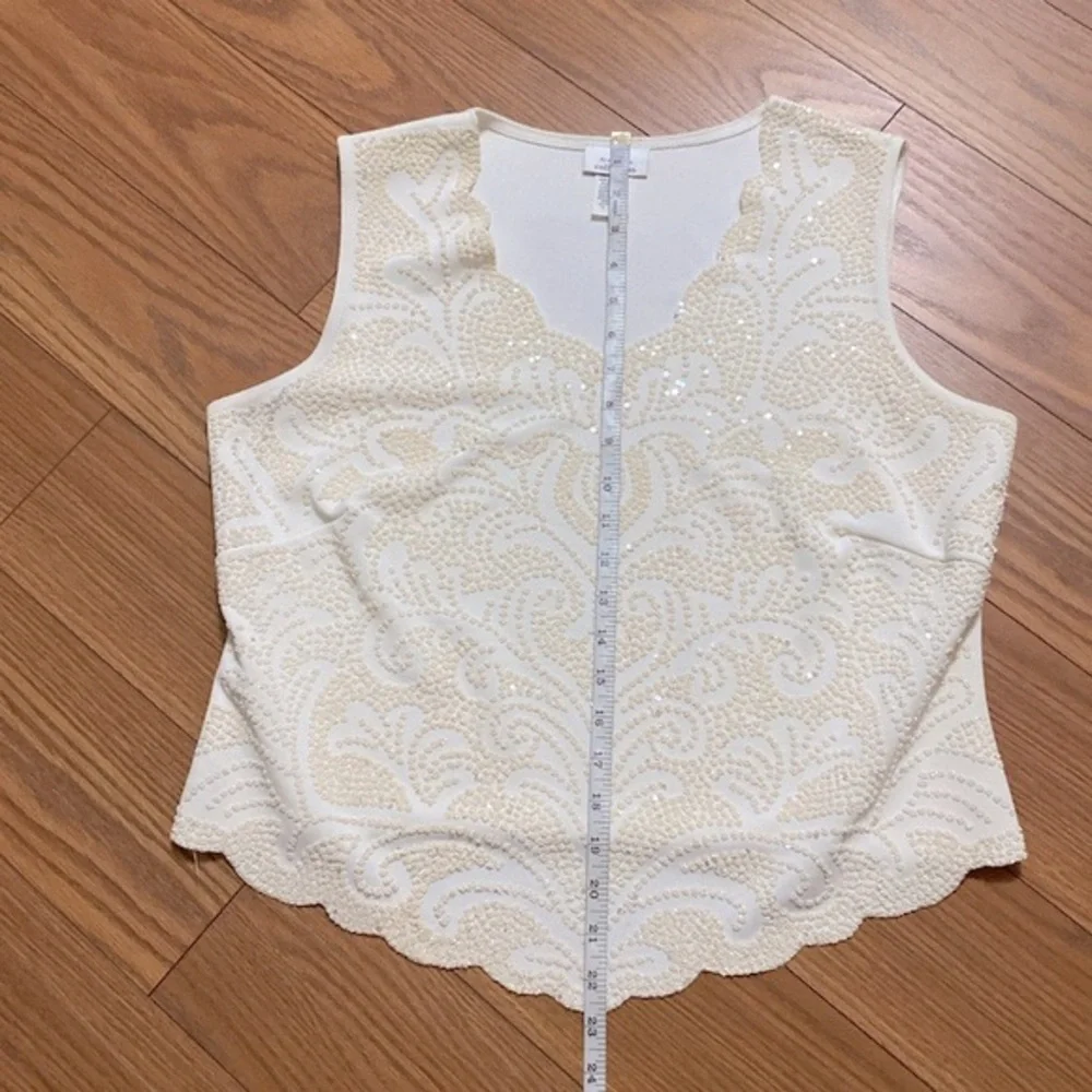 Dressbarn woman’s ivory formal sequined sleeveless high/low tank top V neck XL - Picture 9 of 10